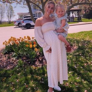 Pink Blush Maternity Yellow Floral Smocked Midi Dress, WORN ONCE!